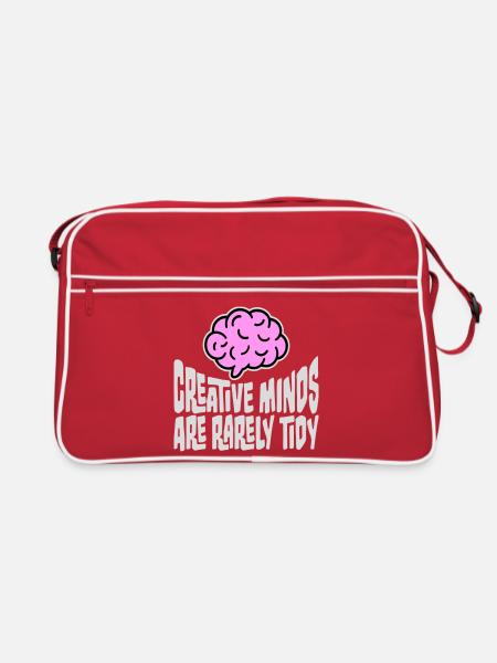 Les esprits créatifs sont rarement bien rangés Logo créatif drôle - Sac Retro - rouge/blanc - Devant