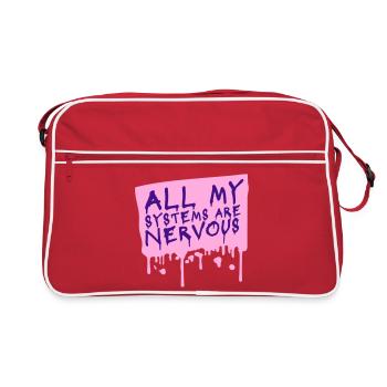 All My Systems Are Nervous Funny Fear Nerd Logo - Retro Bag - red/white - Front