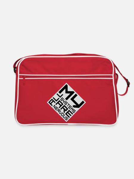 Tous mes systèmes sont nerveux, peur drôle, logo de nerd - Sac Retro - rouge/blanc - Devant