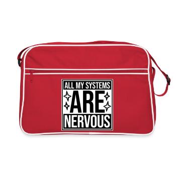 All My Systems Are Nervous Funny Fear Nerd Logo - Retro Bag - red/white - Front