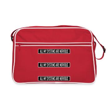 All My Systems Are Nervous Funny Fear Nerd Logo - Retro Bag - red/white - Front