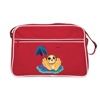 Sunlit Kitten von Palm Island - Retro Tasche - Rot/Weiß - Vorne
