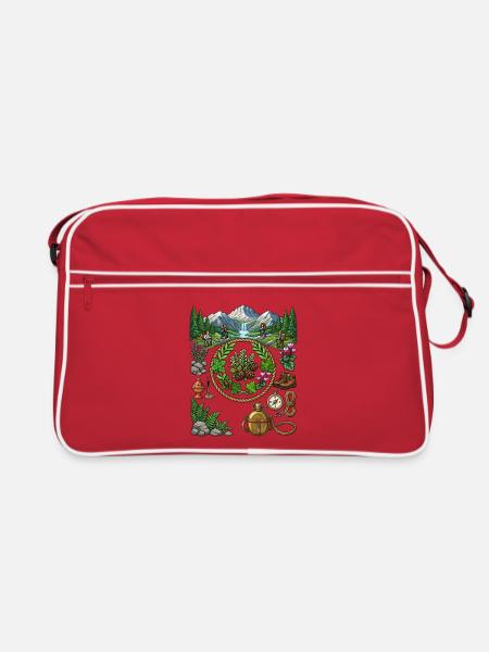 Vintage Pixel Art Hiking Adv. & Nature Exploration - Retro Bag - red/white - Front