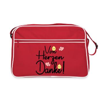 Dankeschön - Von Herzen Danke - Retro Tasche - Rot/Weiß - Vorne