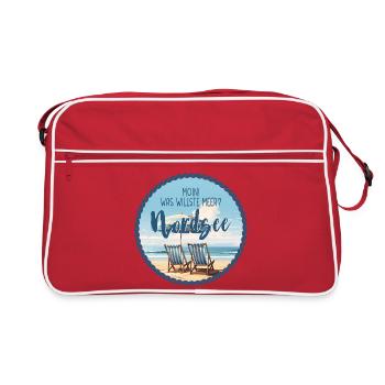 Moin! Was willste Meer? – Nordsee Design - Retro Tasche - Rot/Weiß - Vorne