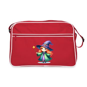 Little Girl as a Sorceress with a Staff – Comic Art - Retro Bag - red/white - Front