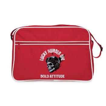 Attitude audacieuse numéro un chanceuse – Design vintage - Sac Retro - rouge/blanc - Devant