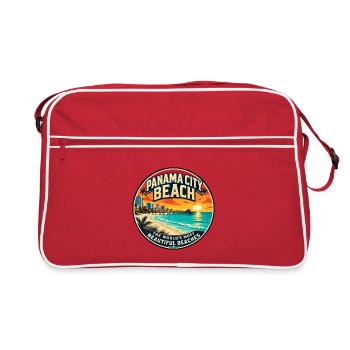 Panama City Beach Retro Sunset Pier Emblem - Retro Tasche - Rot/Weiß - Vorne