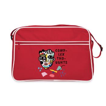 Complex Thoughts Abstract Face Illustration - Retro Bag - red/white - Front