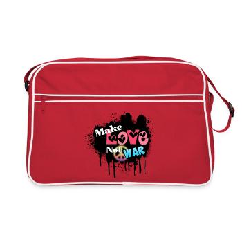 Liebe und Frieden, kein Krieg - Retro Tasche - Rot/Weiß - Vorne