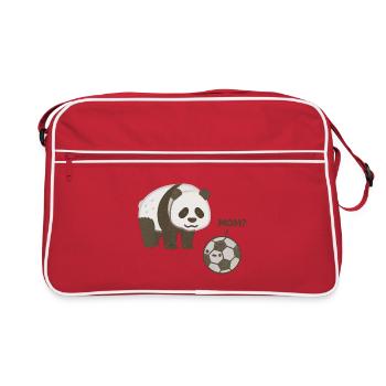 Panda meets football - Retro Bag - red/white - Front