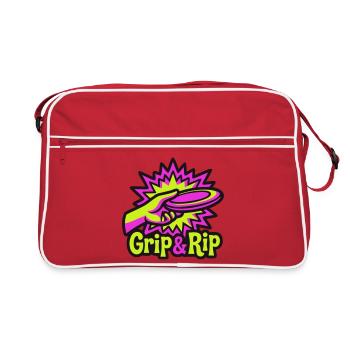 Discgolf Grip Rip Illustration - Retro Tasche - Rot/Weiß - Vorne