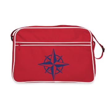 Compass Rose Symbol Line Icon Navigation Vector Ar - Retro Bag - red/white - Front