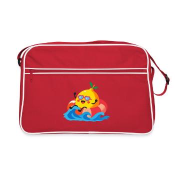 Funny Lemon in Swimming Ring Summer Comic - Retro Bag - red/white - Front