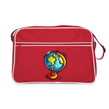 Vivid Globe Reiseskizza - Retro Tasche - Rot/Weiß - Vorne