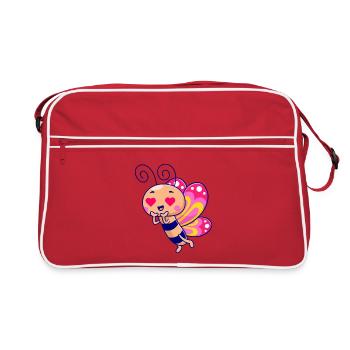Papillon aux yeux de cœur de Kawaii - Sac Retro - rouge/blanc - Devant