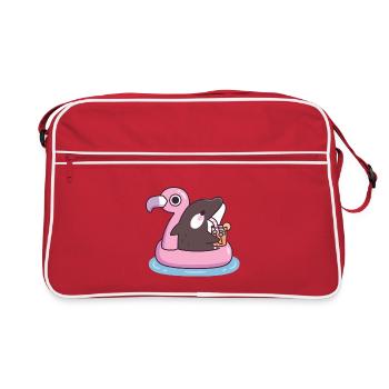 Funny Orca Chilling With Flamingo Pool Float - Retro Bag - red/white - Front