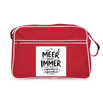 Meer geht immer – irgendwo - Retro Tasche - Rot/Weiß - Vorne