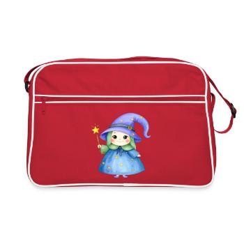 Sorcière Kawaii avec Chapeau et Bâton Magiques – Magique - Sac Retro - rouge/blanc - Devant