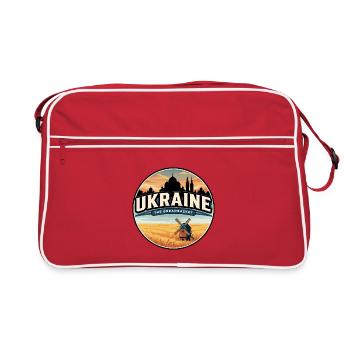 Retro Ukraine Weizenfeldabzeichen - Retro Tasche - Rot/Weiß - Vorne