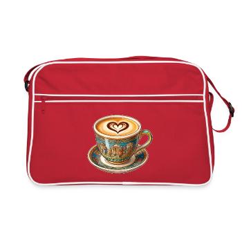 Kaffee-Latte in einer griechischen Tasse - Retro Tasche - Rot/Weiß - Vorne
