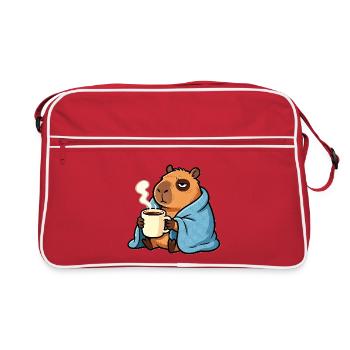 Ne t’inquiète pas, sois capy - Capybara drôle de café - Sac Retro - rouge/blanc - Devant