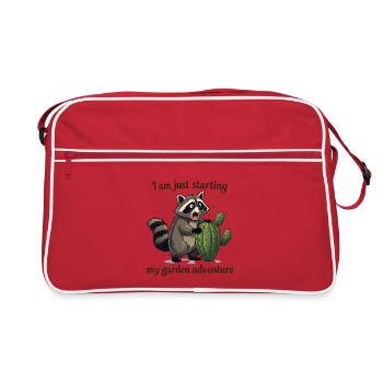 Aventure de jardin débutante - Raton laveur et cactus - Sac Retro - rouge/blanc - Devant
