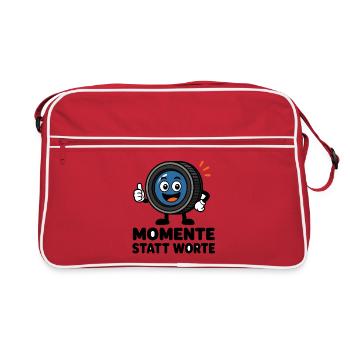 Des moments au lieu des mots – lentille comique avec pouce - Sac Retro - rouge/blanc - Devant