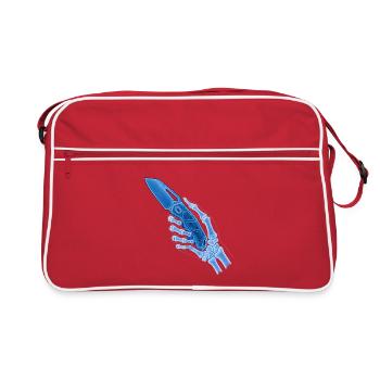 Couteau à rayons X bleu en main - Sac Retro - rouge/blanc - Devant