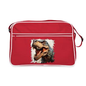 Graffiti néon de tête de dinosaure - Sac Retro - rouge/blanc - Devant