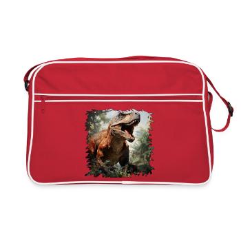 Un T Rex géant dans la jungle - Sac Retro - rouge/blanc - Devant