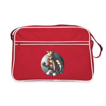 Fighting Cat Martial Arts Anime Design - Retro Bag - red/white - Front