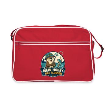 Mein Hobby hat Flossen – Angel-Otter - Retro Tasche - Rot/Weiß - Vorne