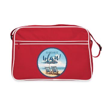 Ich mache heute blau – Strand Humor - Retro Tasche - Rot/Weiß - Vorne