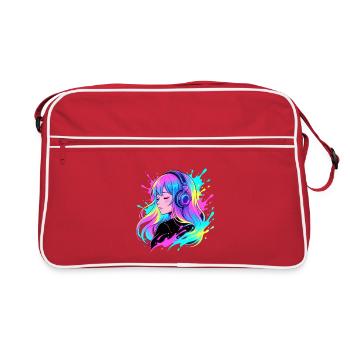 Neon Headphones Girl - Retro Bag - red/white - Front