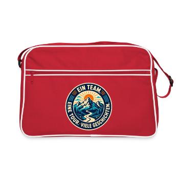 Ein Team – Eine Tour – Viele Geschichten - Retro Tasche - Rot/Weiß - Vorne