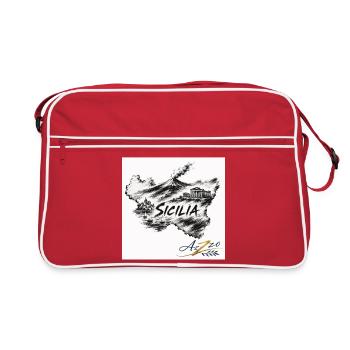 AZZO Sizilien Skizzenkarte - Retro Tasche - Rot/Weiß - Vorne