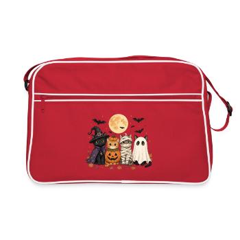Halloween Cats Witch Pumpkin Mummy Ghost Costume - Retro Bag - red/white - Front