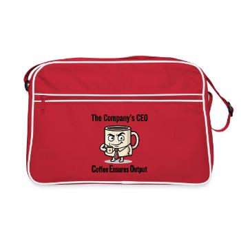 Tasse de café du PDG - Le café assure la production - Sac Retro - rouge/blanc - Devant