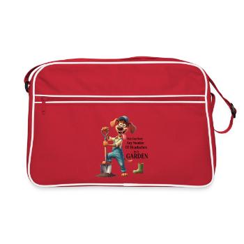 Jardinage : Humour de creusage de chien Rapetou - Sac Retro - rouge/blanc - Devant
