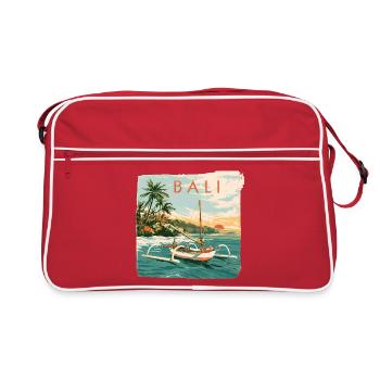 Bali Tropical Boat at Sunset - Retro Bag - red/white - Front