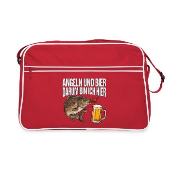 Karpfen Angeln Und Bier - Retro Tasche - Rot/Weiß - Vorne