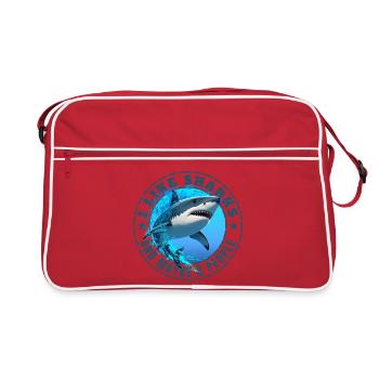 I LIKE SHARKS AND MAYBE 3 PEOPLE - Retro Bag - red/white - Front