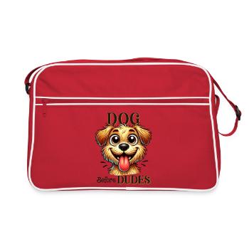 Goldendoodle Norfolf/Cairn Terrier Dog B4 Dudes  - Retro Bag - red/white - Front