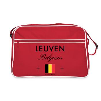 Leuven Belgien Koordinaten Reise Souvenir - Retro Tasche - Rot/Weiß - Vorne