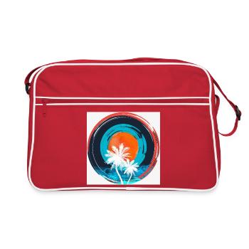 Palm Sunset Circle - Retro Bag - red/white - Front