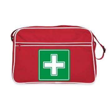 Icône vectorielle de panneaux de sécurité croisés médicales de premiers secours - Sac Retro - rouge/blanc - Devant