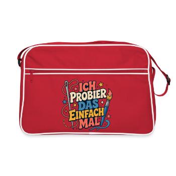Ich probier das einfach mal - Retro Tasche - Rot/Weiß - Vorne