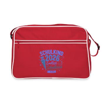 Schulbeginn 2026 Erstklasse - Retro Tasche - Rot/Weiß - Vorne