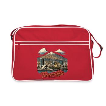 Teneriffa Skyline Mt Teide - Retro Tasche - Rot/Weiß - Vorne